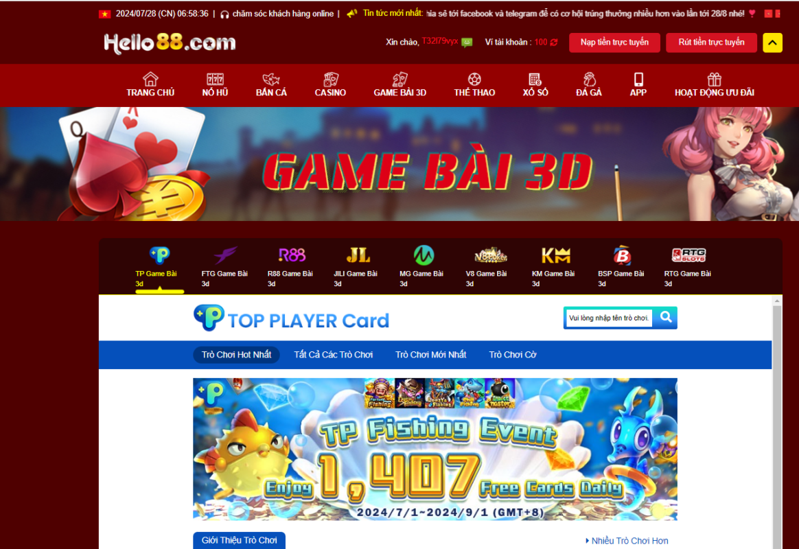 Sảnh Game Bài 3D Hello88 Đổi Thưởng Thẻ Cao 2024